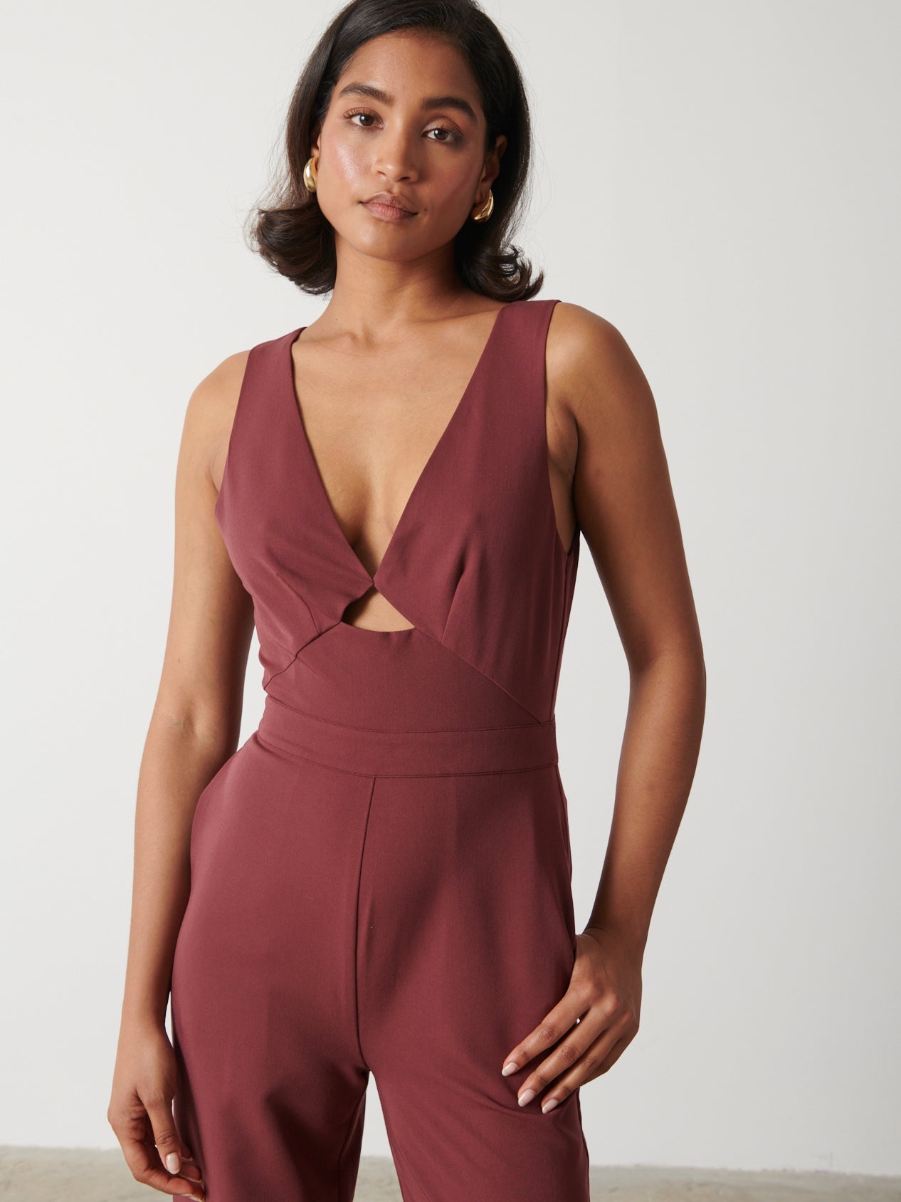 Miley Tie Back Jumpsuit - Wine