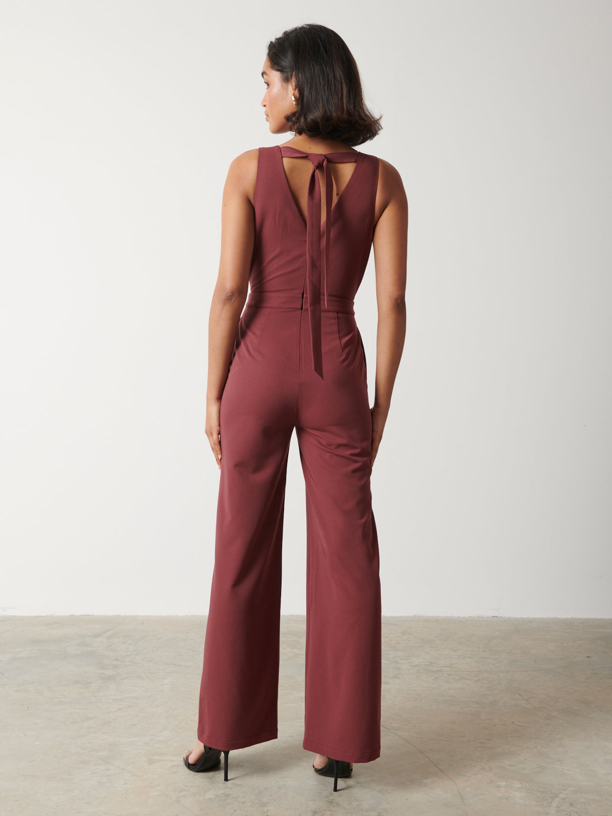 Miley Tie Back Jumpsuit - Wine