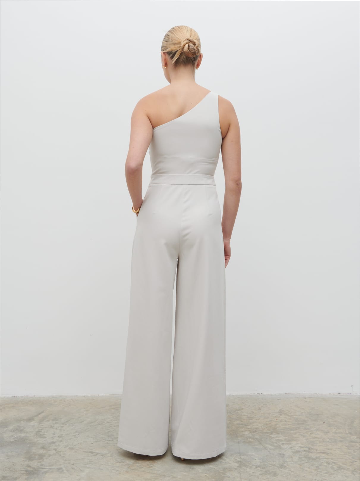 Natalie One Shoulder Jumpsuit - Stone