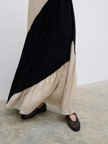 Neah Stripe Maxi Dress - Beige and Black