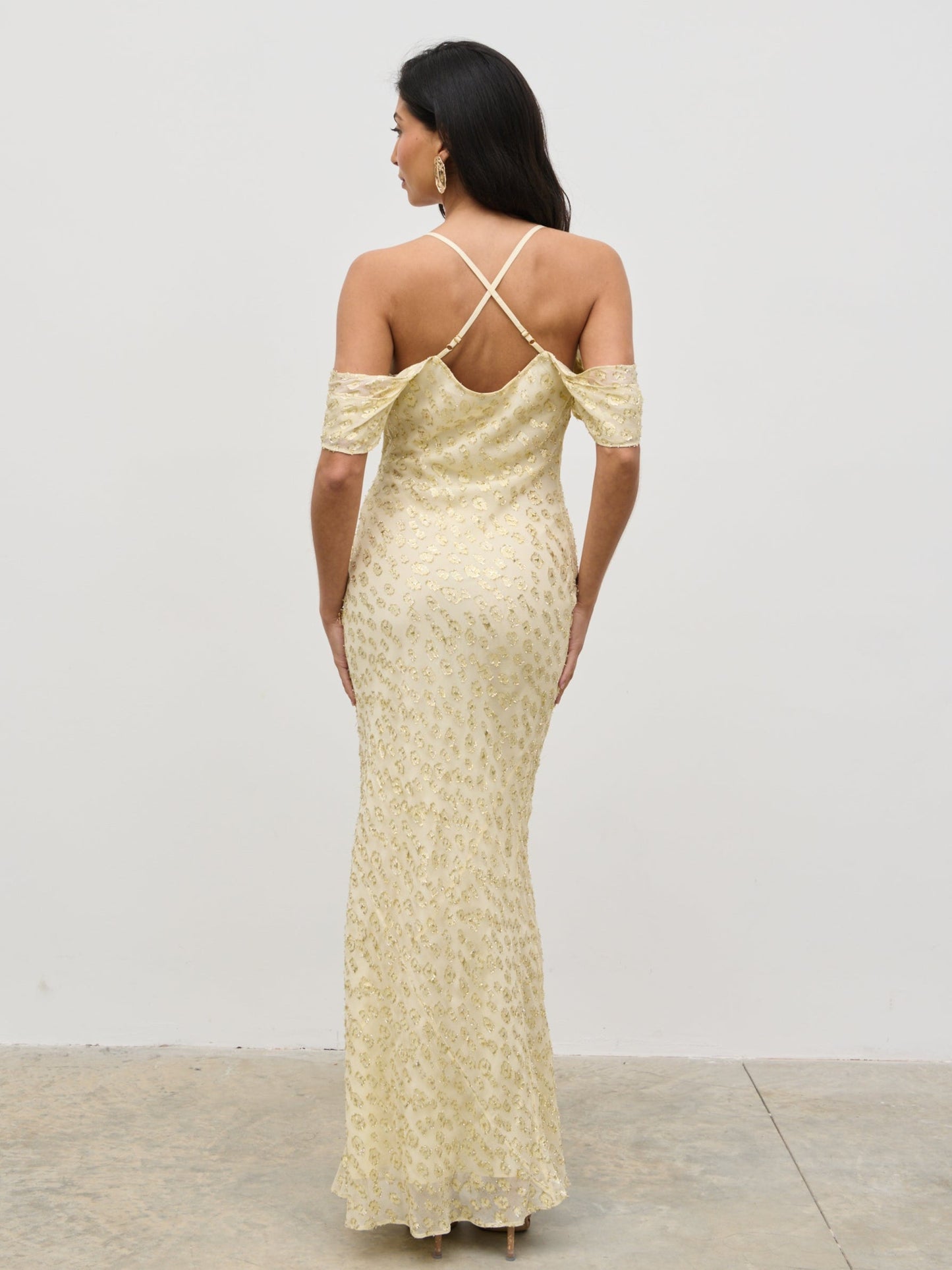 Nia Cold Shoulder Maxi Dress - Lemon