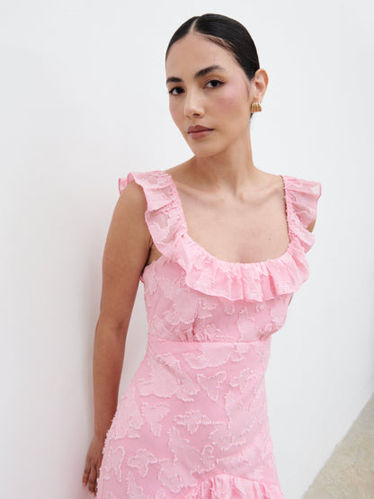 Novie Ruffle Maxi Dress - Posie Pink