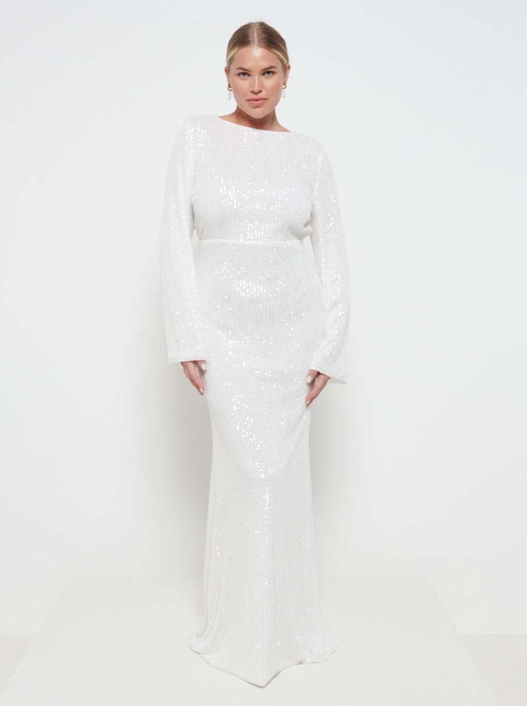 Olivia Sequin Backless Maxi Dress - Ivory