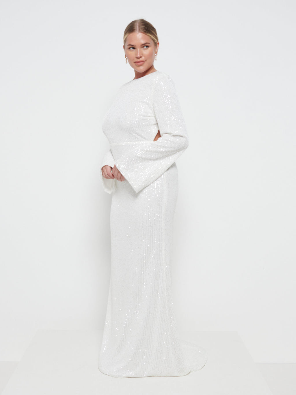 Olivia Sequin Backless Maxi Dress - Ivory