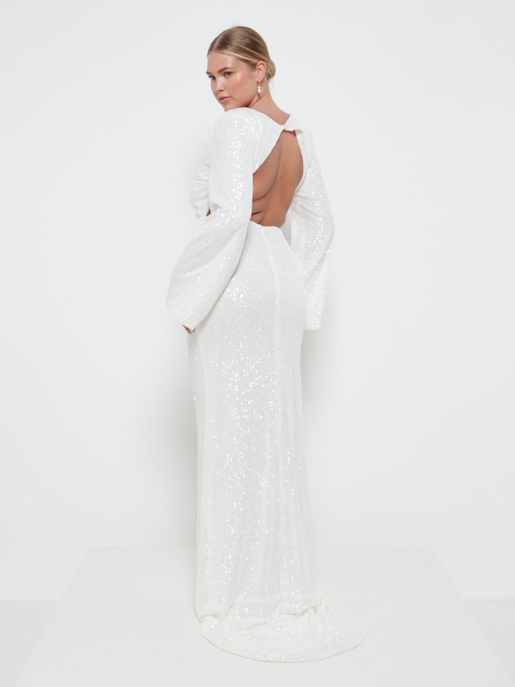 Olivia Sequin Backless Maxi Dress - Ivory