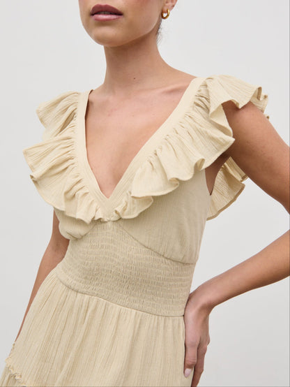 Opal Ruffle Maxi Dress - Beige