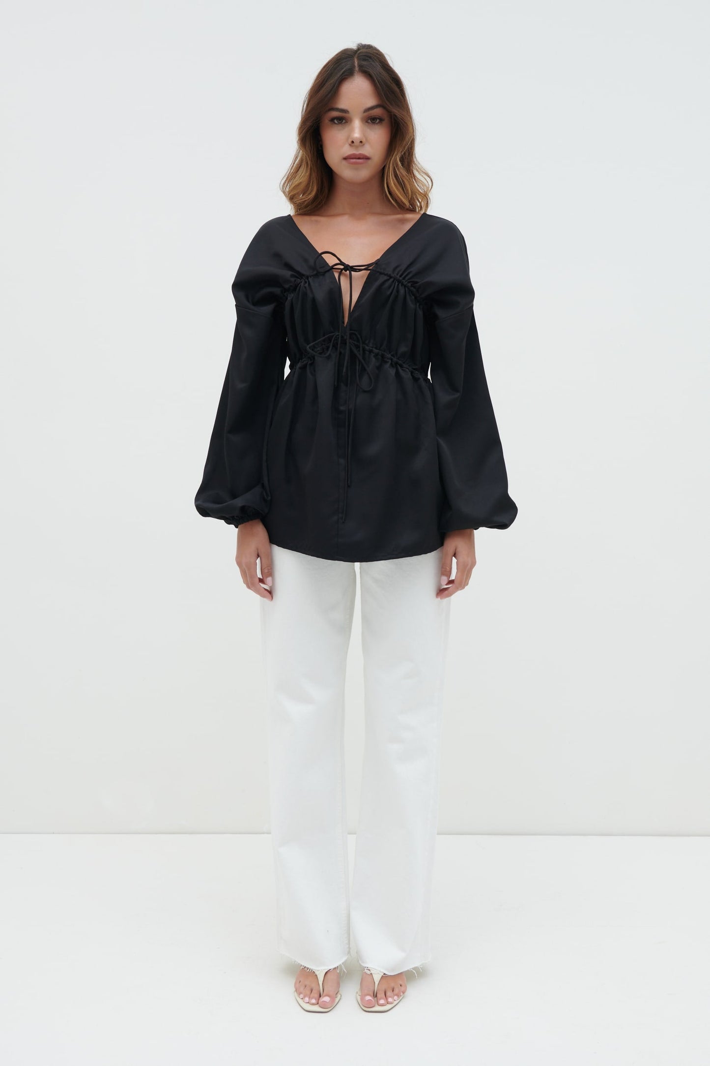 Ottilie Tie Top - Black