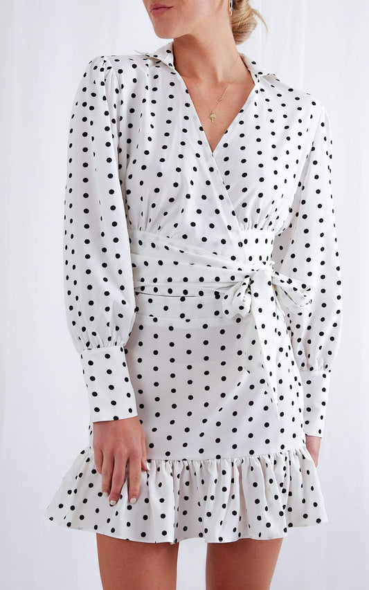Aiden Wrap Blouse - Polka Dot