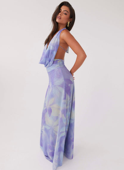 Elysia Mesh Maxi Dress - Purple Rain