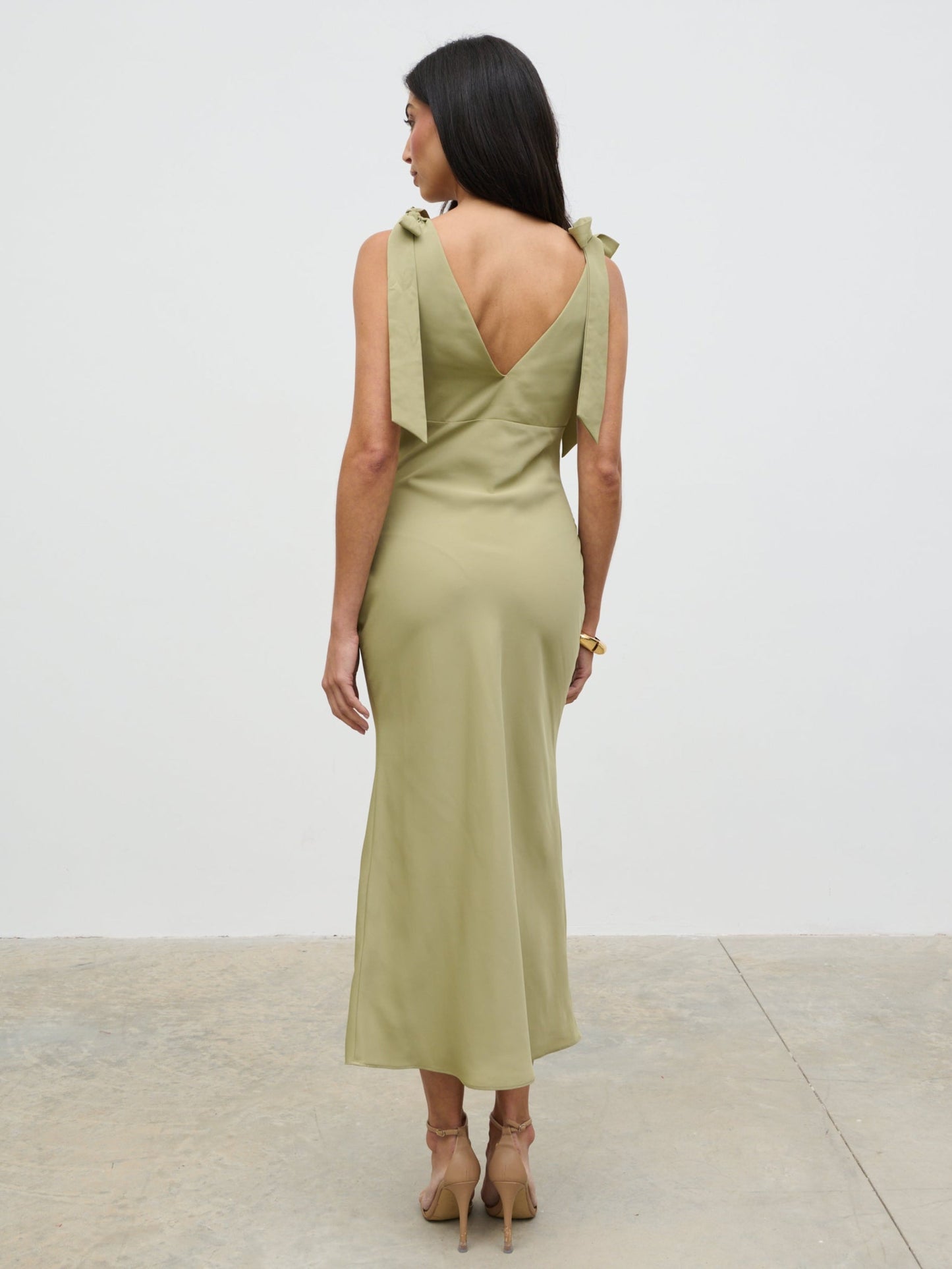Piper Tie Midaxi Dress - Olive