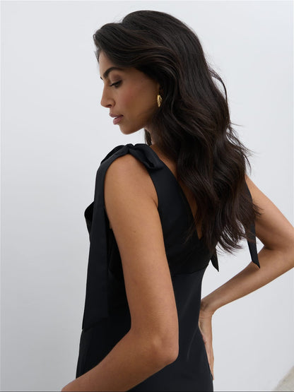 Piper Tie Midaxi Dress - Black