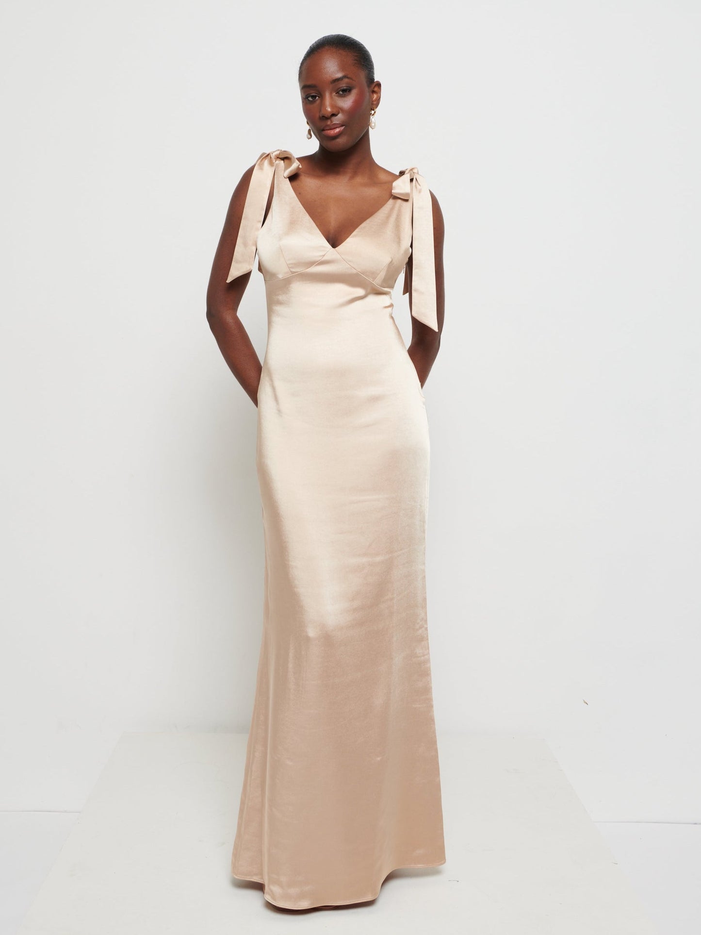Piper Tie Maxi Bridesmaid Dress - Bronze