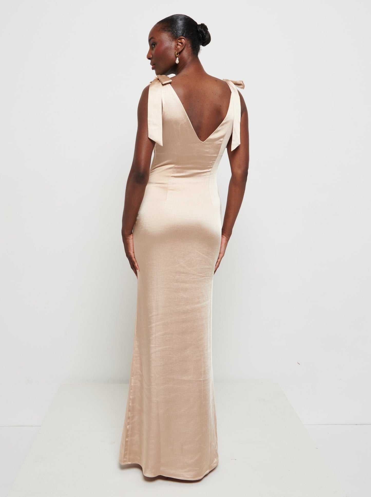 Piper Tie Maxi Bridesmaid Dress - Bronze