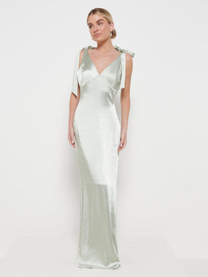 Piper Tie Maxi Bridesmaid Dress - Matte Sage