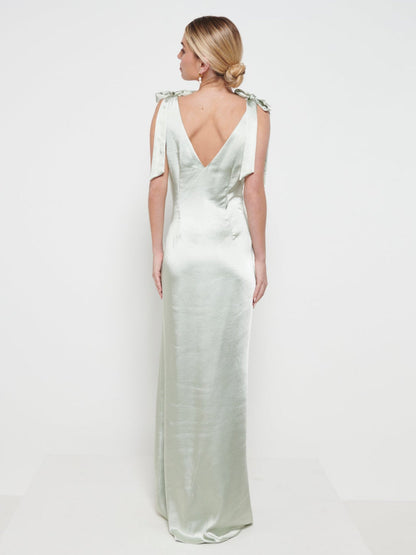 Piper Tie Maxi Bridesmaid Dress - Matte Sage
