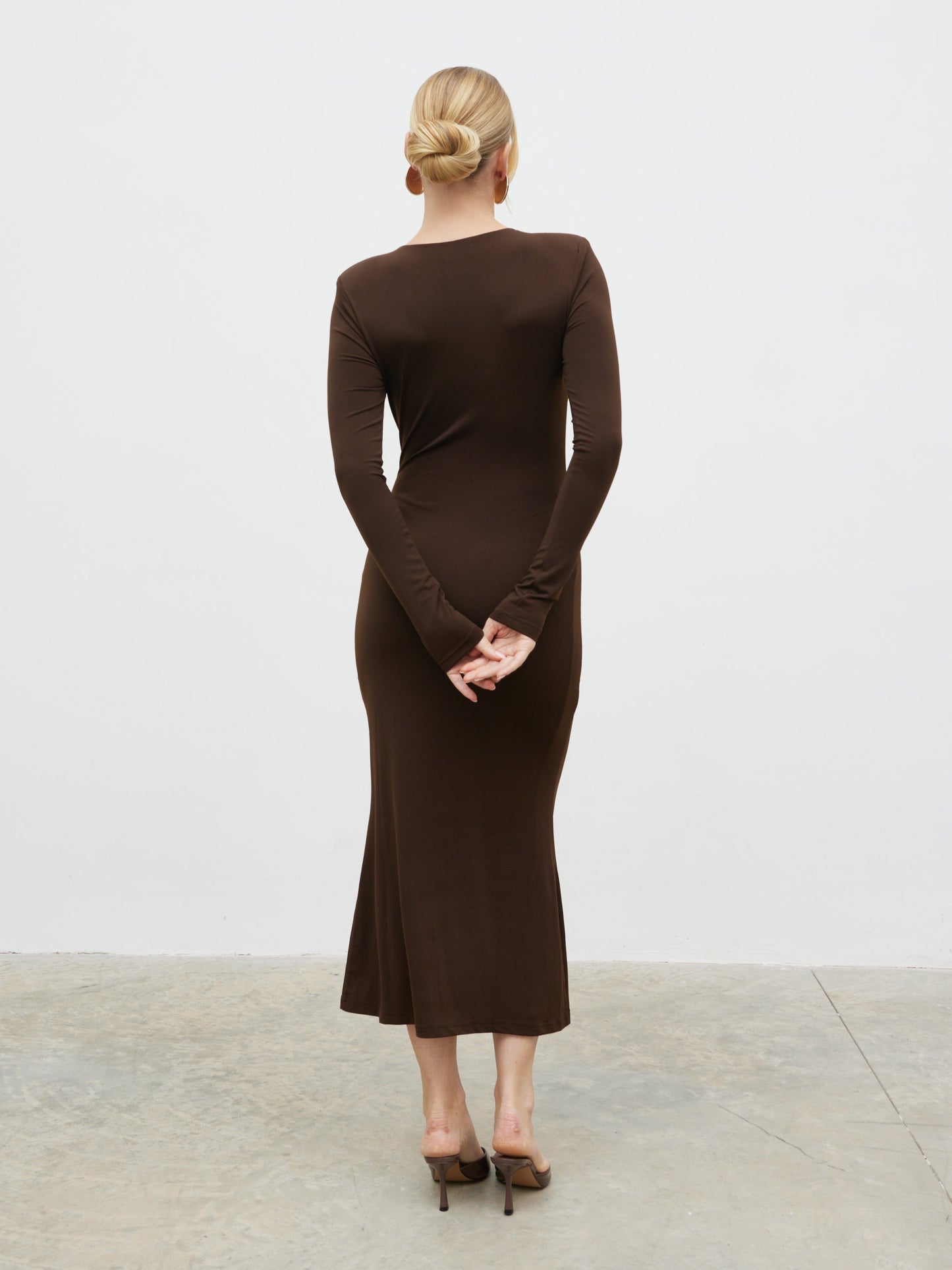 Ragan Corsage Jersey Midaxi Dress - Brown