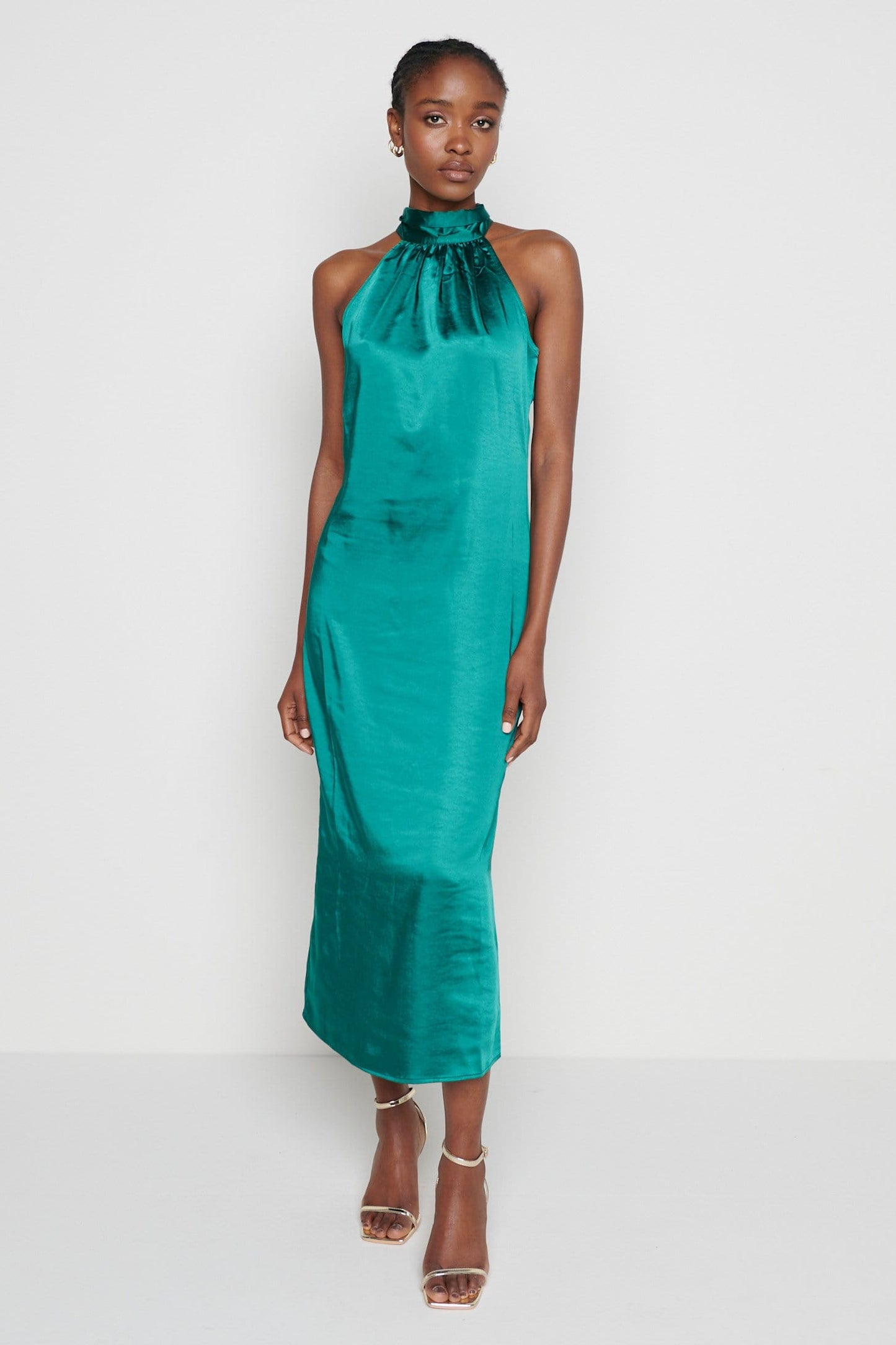 Raleigh Halter neck Tie Dress- Emerald Green
