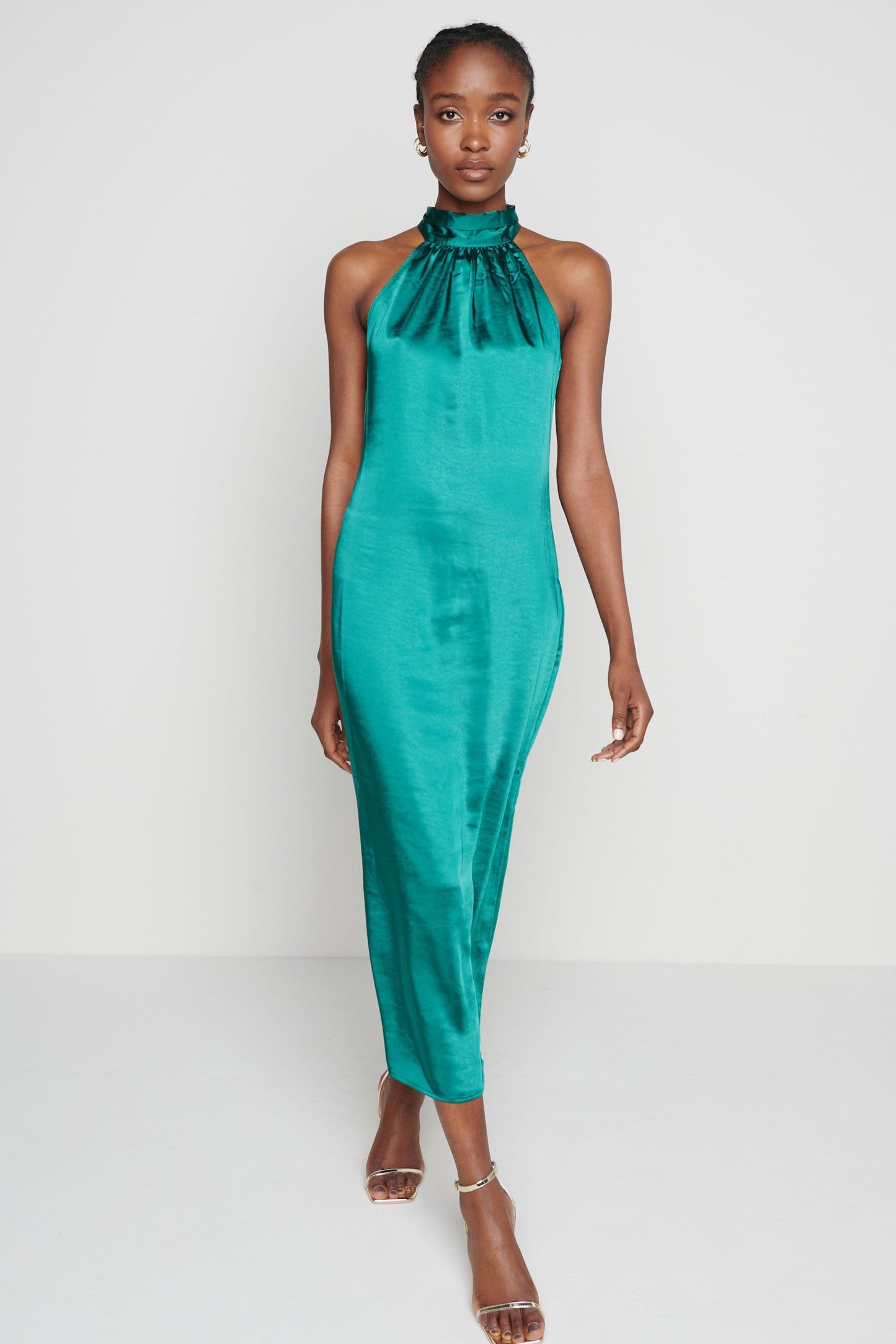 Raleigh Halter neck Tie Dress- Emerald Green
