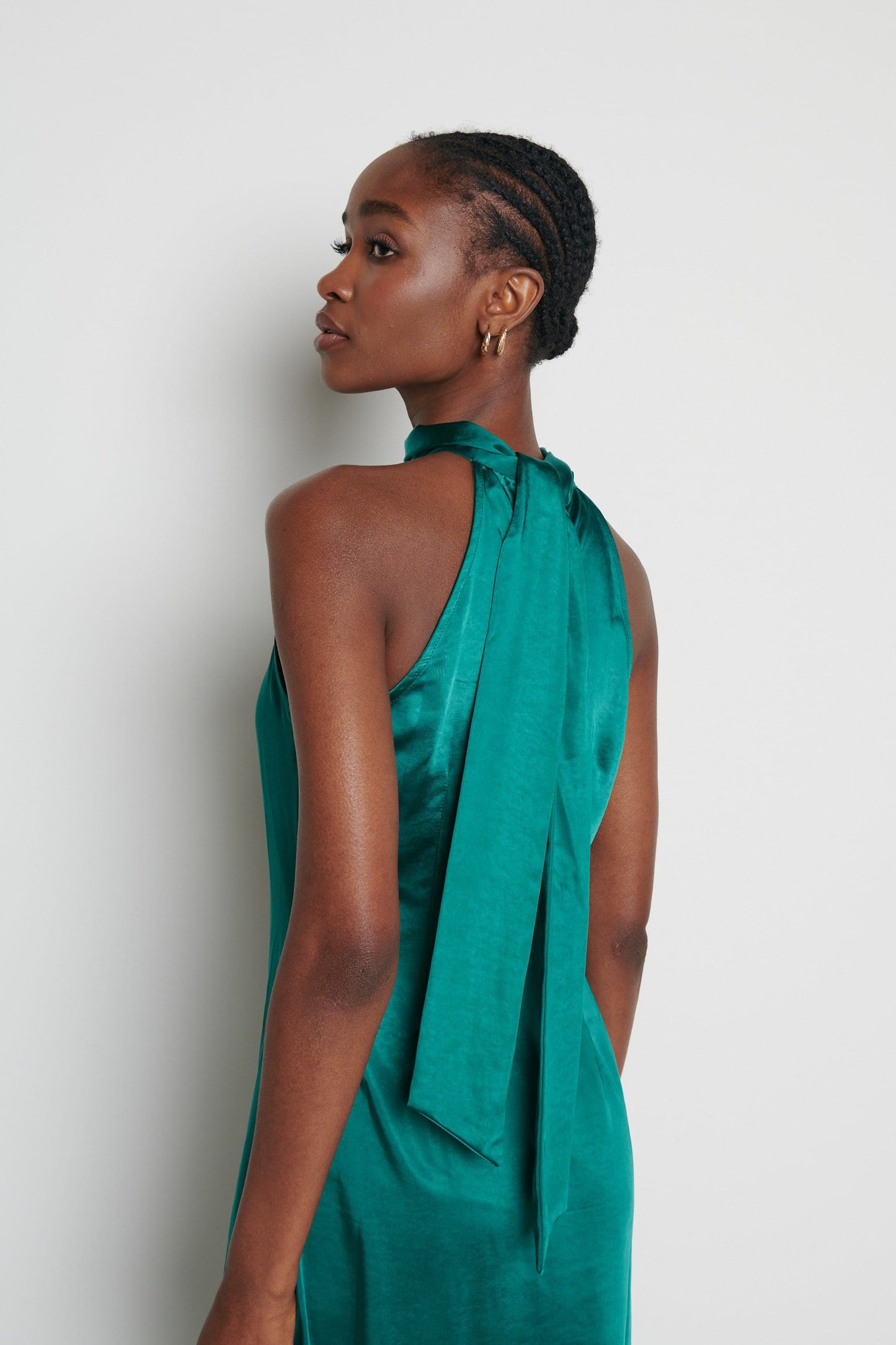 Raleigh Halter neck Tie Dress- Emerald Green