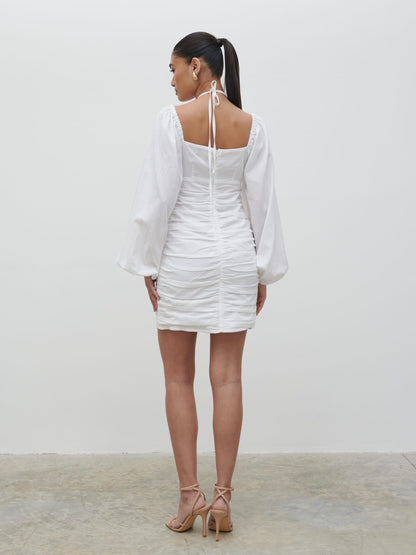 Renna Ruched Front Mini Dress - Natural