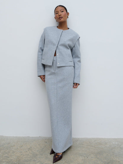 Rudy Cropped Boxy Jacket - Grey Marl