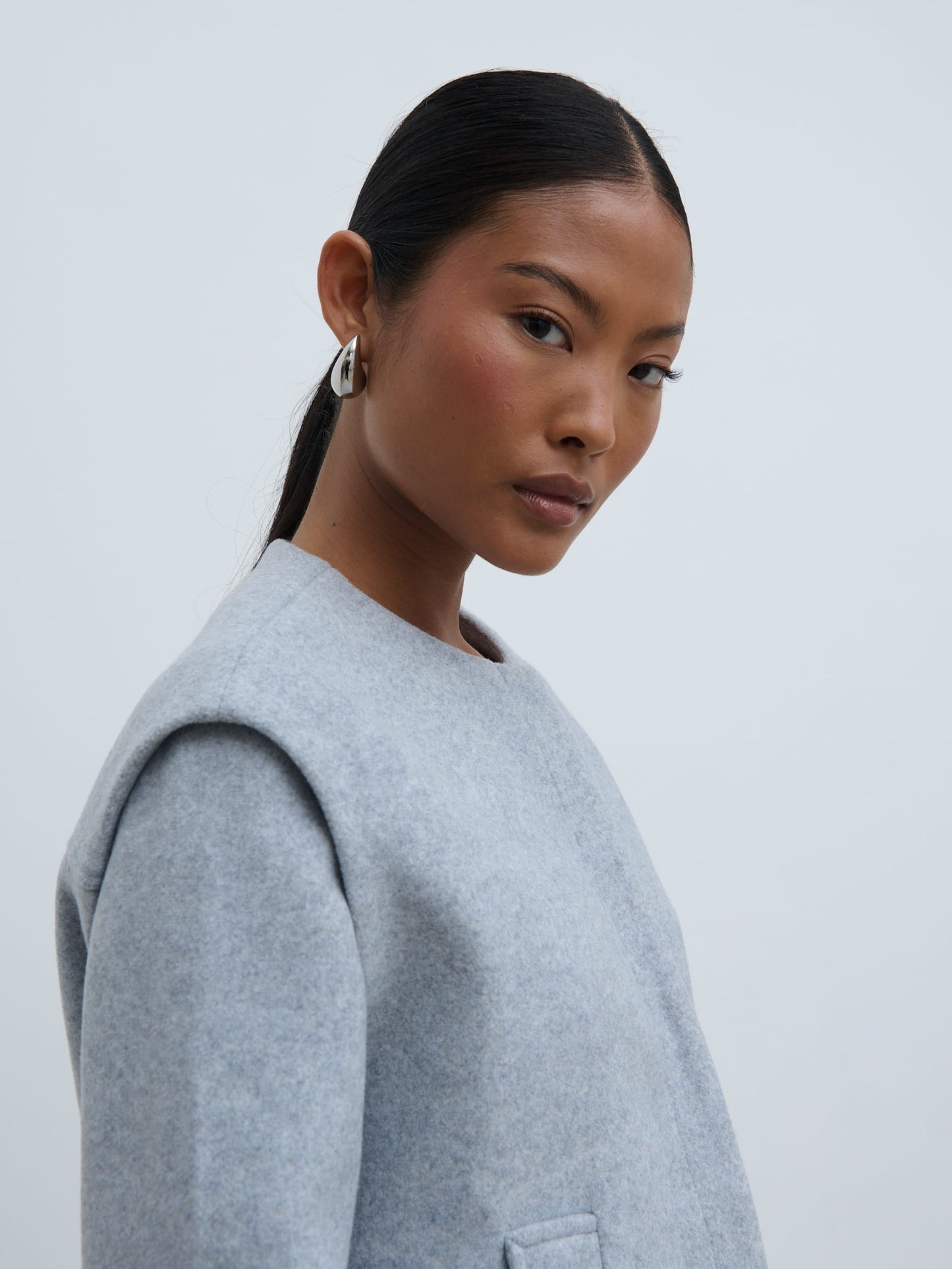 Rudy Cropped Boxy Jacket - Grey Marl
