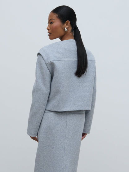 Rudy Cropped Boxy Jacket - Grey Marl