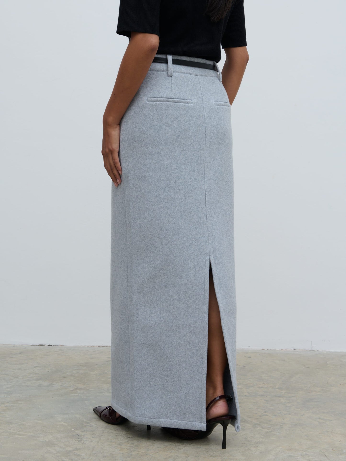 Rudy Tailored Skirt - Grey Marl