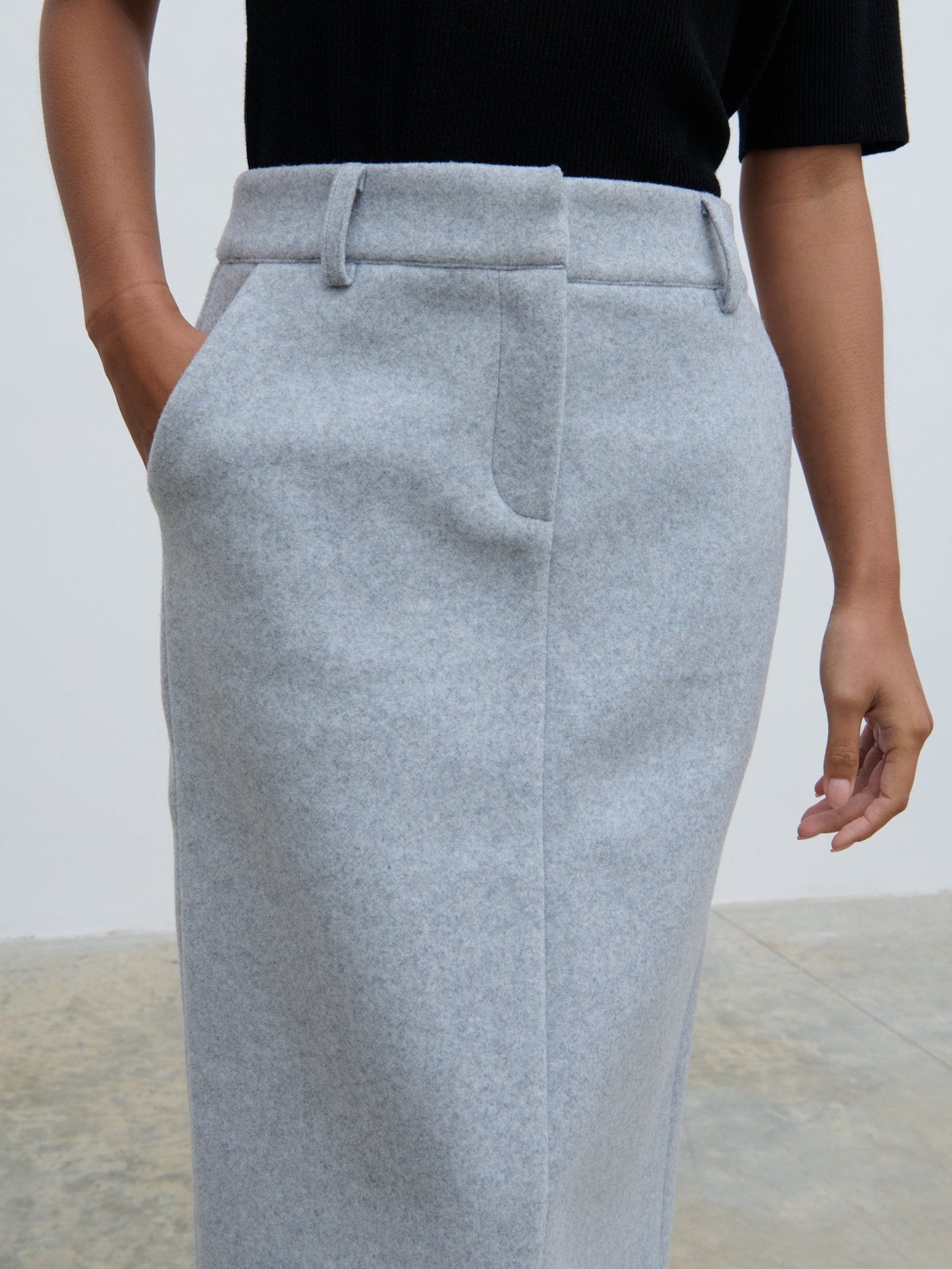 Rudy Tailored Skirt - Grey Marl