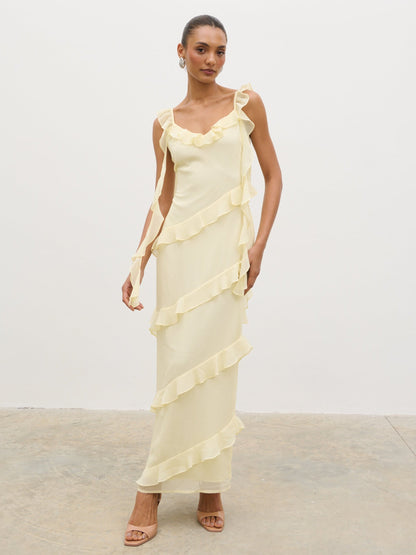 Rue Ruffle Maxi Dress - Lemon