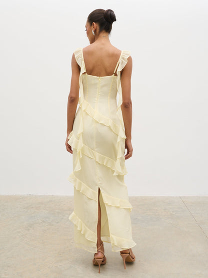 Rue Ruffle Maxi Dress - Lemon