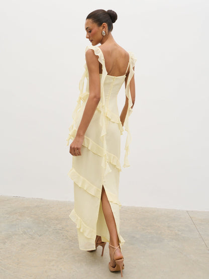 Rue Ruffle Maxi Dress - Lemon