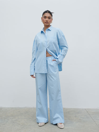 Ryleigh Cotton Trousers - Light Blue