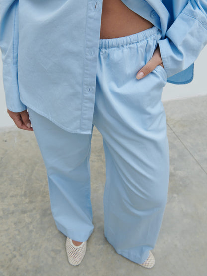 Ryleigh Cotton Trousers - Light Blue