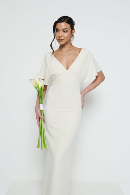 Sadie Crepe Maxi Bridesmaid Dress - Champagne
