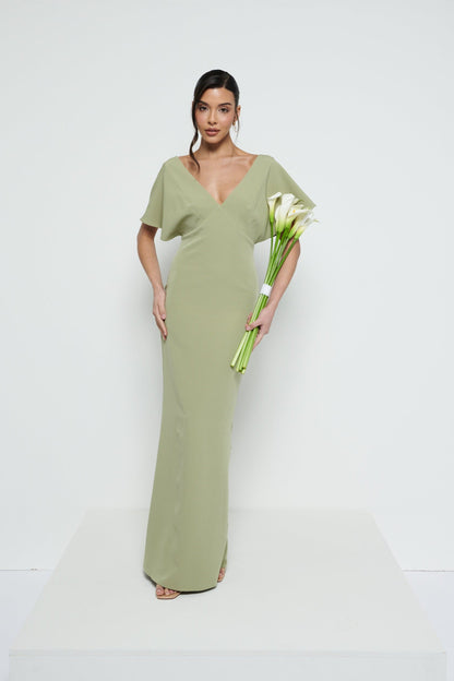 Sadie Crepe Maxi Bridesmaid Dress - Olive