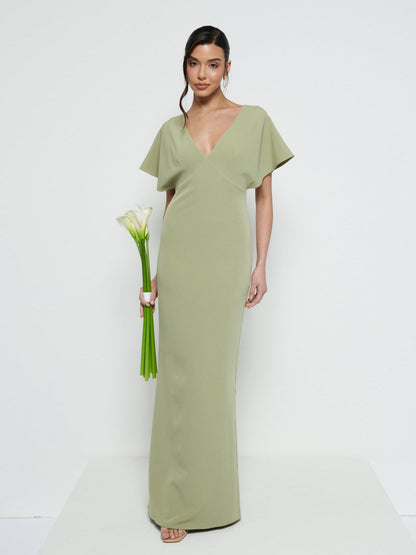Sadie Crepe Maxi Bridesmaid Dress - Olive