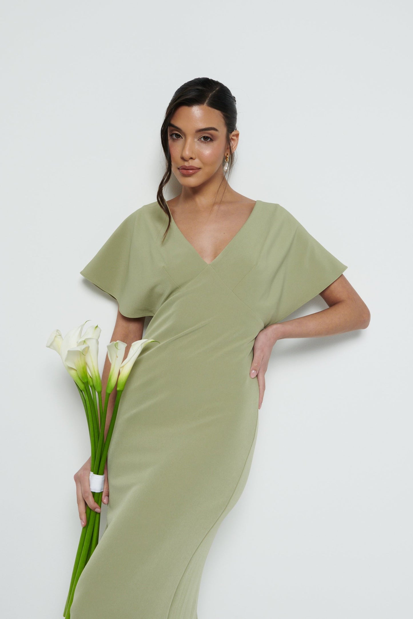 Sadie Crepe Maxi Bridesmaid Dress - Olive