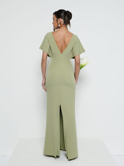 Sadie Crepe Maxi Bridesmaid Dress - Olive