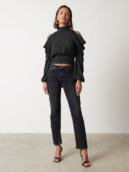 Selena Cold Shoulder Top - Black