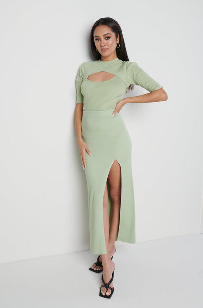 Serena Knit Skirt- Mint