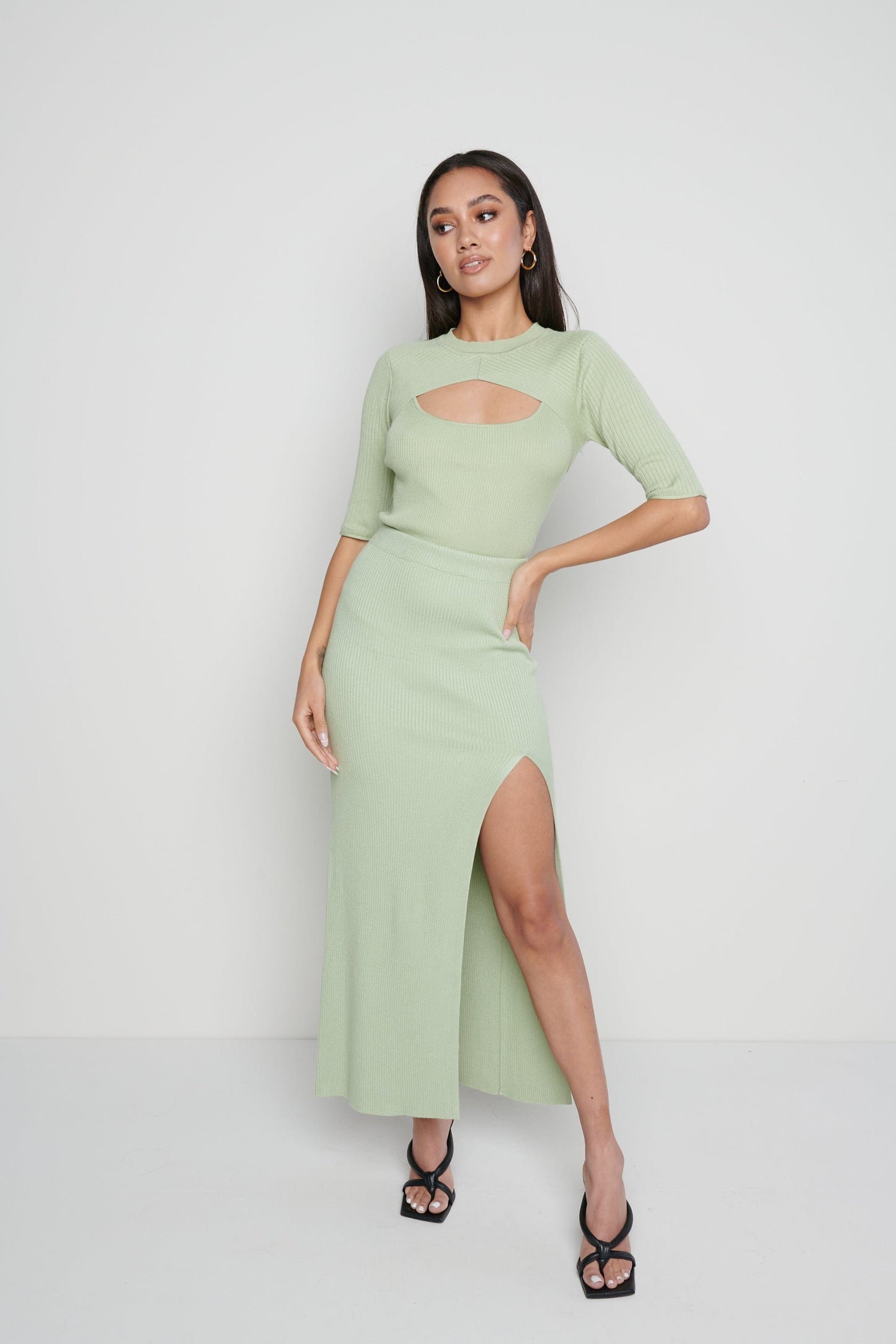 Serena Cut Out Knit Top - Mint
