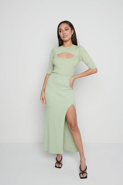 Serena Cut Out Knit Top - Mint