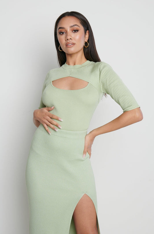 Serena Cut Out Knit Top - Mint