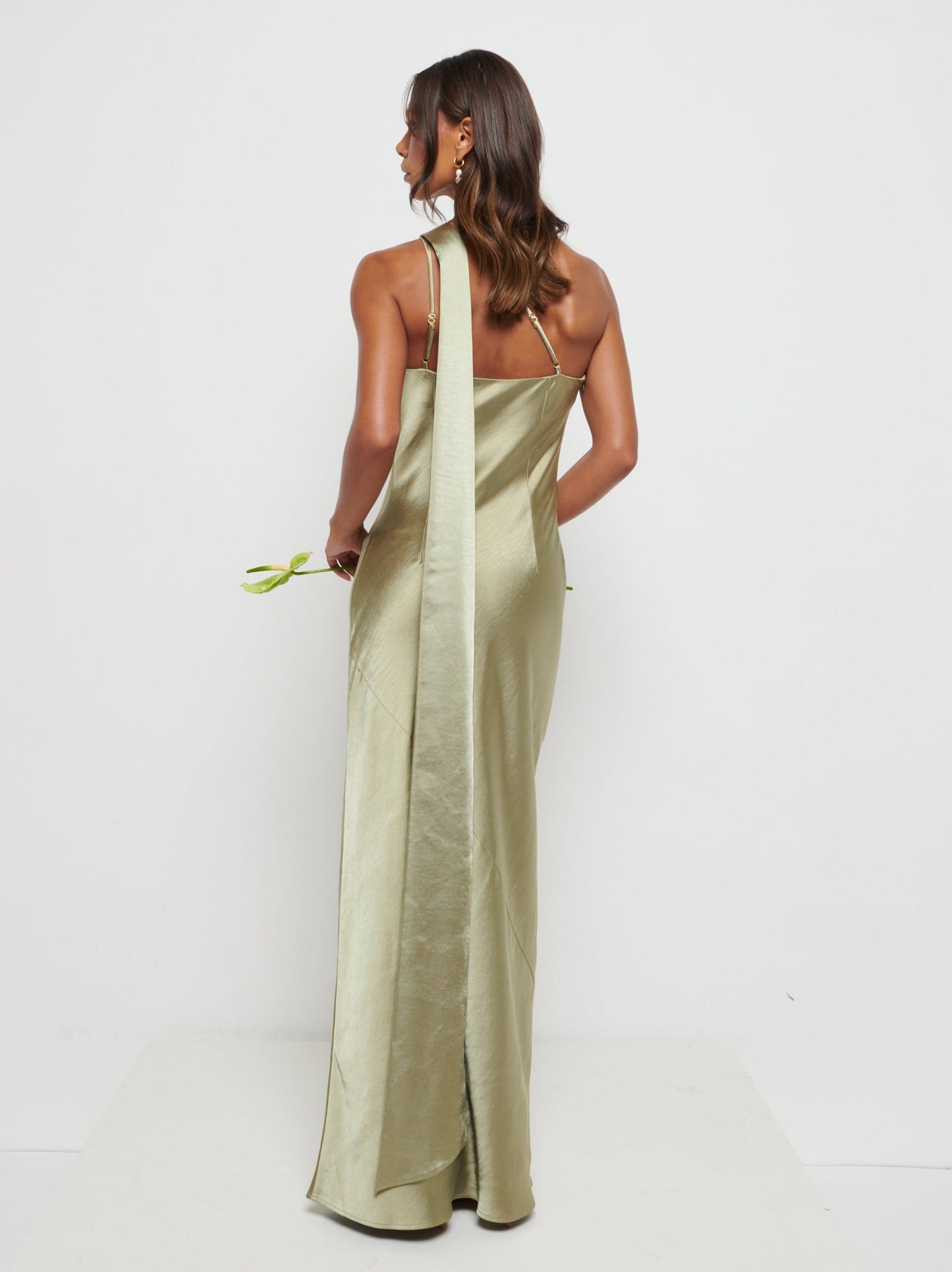 Sheree Scarf Maxi Bridesmaid Dress - Olive