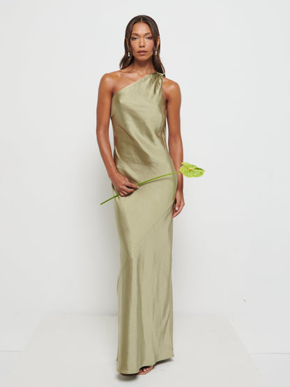 Sheree Scarf Maxi Bridesmaid Dress - Olive