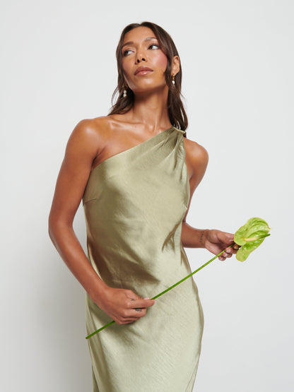 Sheree Scarf Maxi Bridesmaid Dress - Olive
