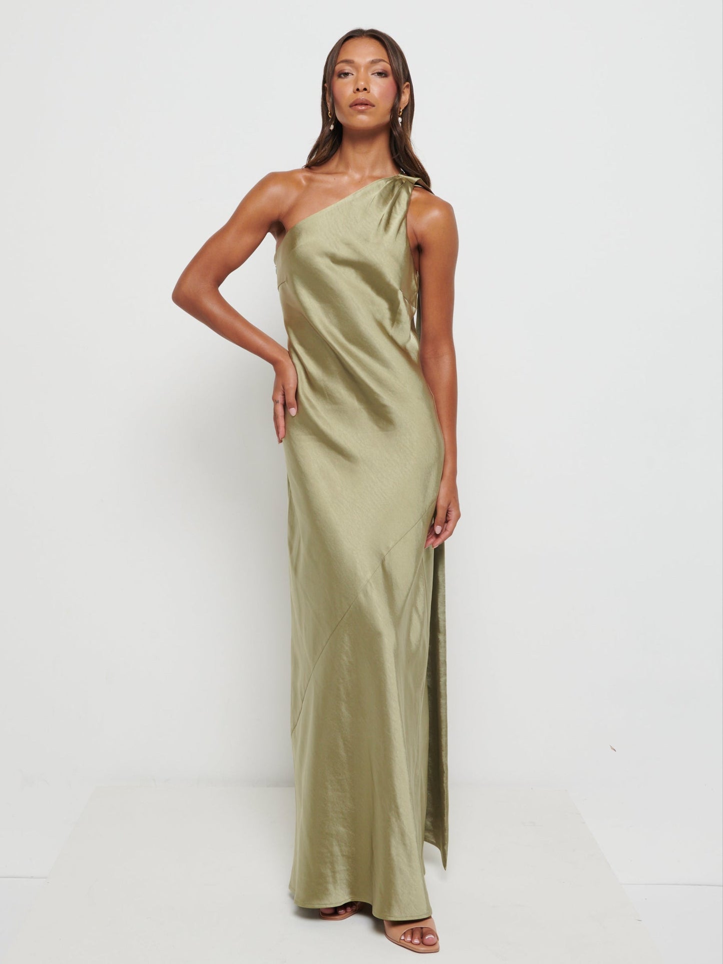 Sheree Scarf Maxi Bridesmaid Dress - Olive