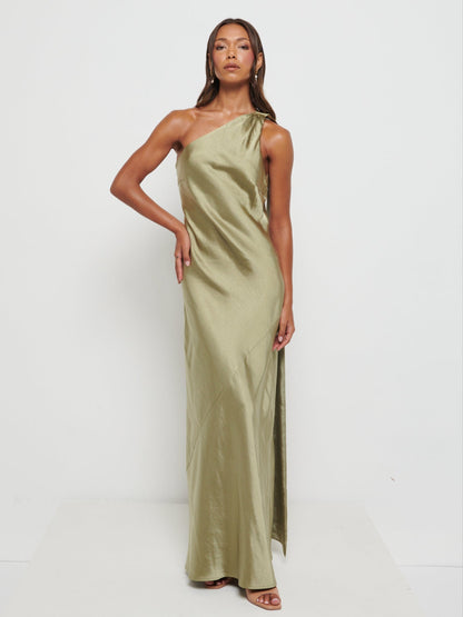 Sheree Scarf Maxi Bridesmaid Dress - Olive