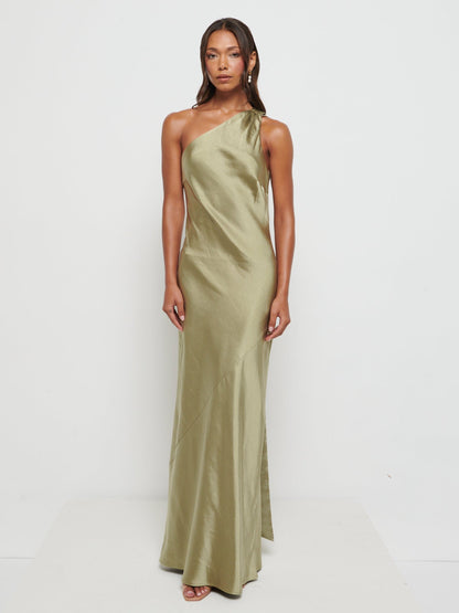 Sheree Scarf Maxi Bridesmaid Dress - Olive